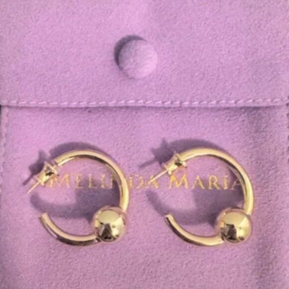 Melinda Maria Jewelry - Melinda Maria Gold Life’s a Ball 1 Inch Hoop Earrings New with Pouch